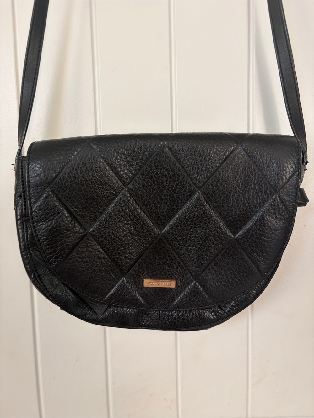 Black Quilted Leather Crossbody Bag - Unknown Brand